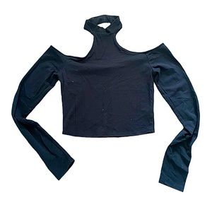 Long Sleeve Crop Top Halter Black Junior’s size S
